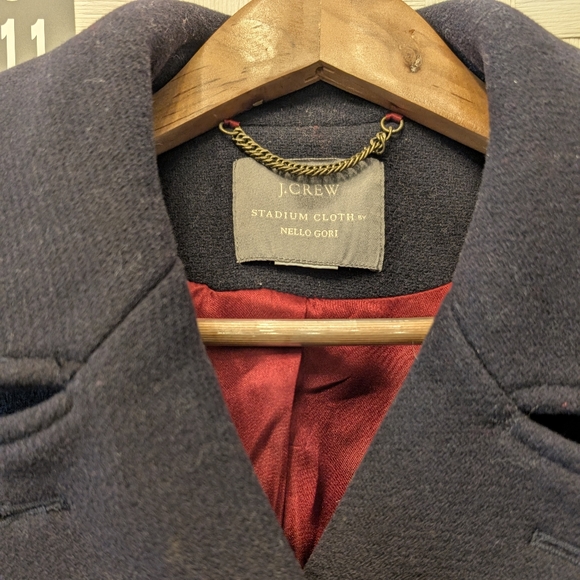 J.Crew Wool Peacoat Navy Gold Buttons Red Lining Classic Double Breasted Preppy‎ - Picture 5 of 12